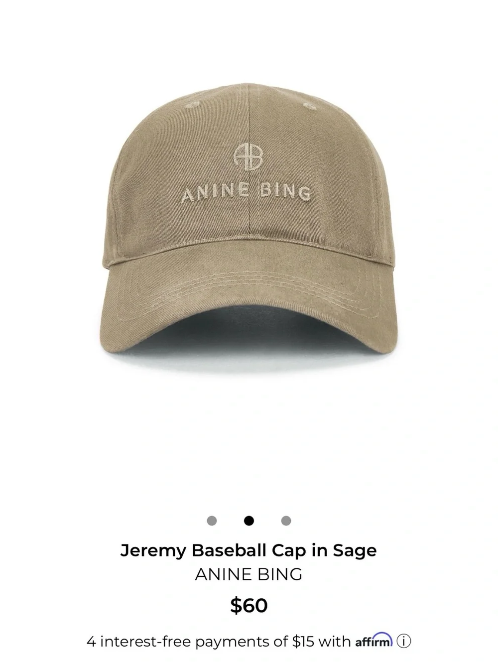 Anine Bing Tan Logo Baseball Cap